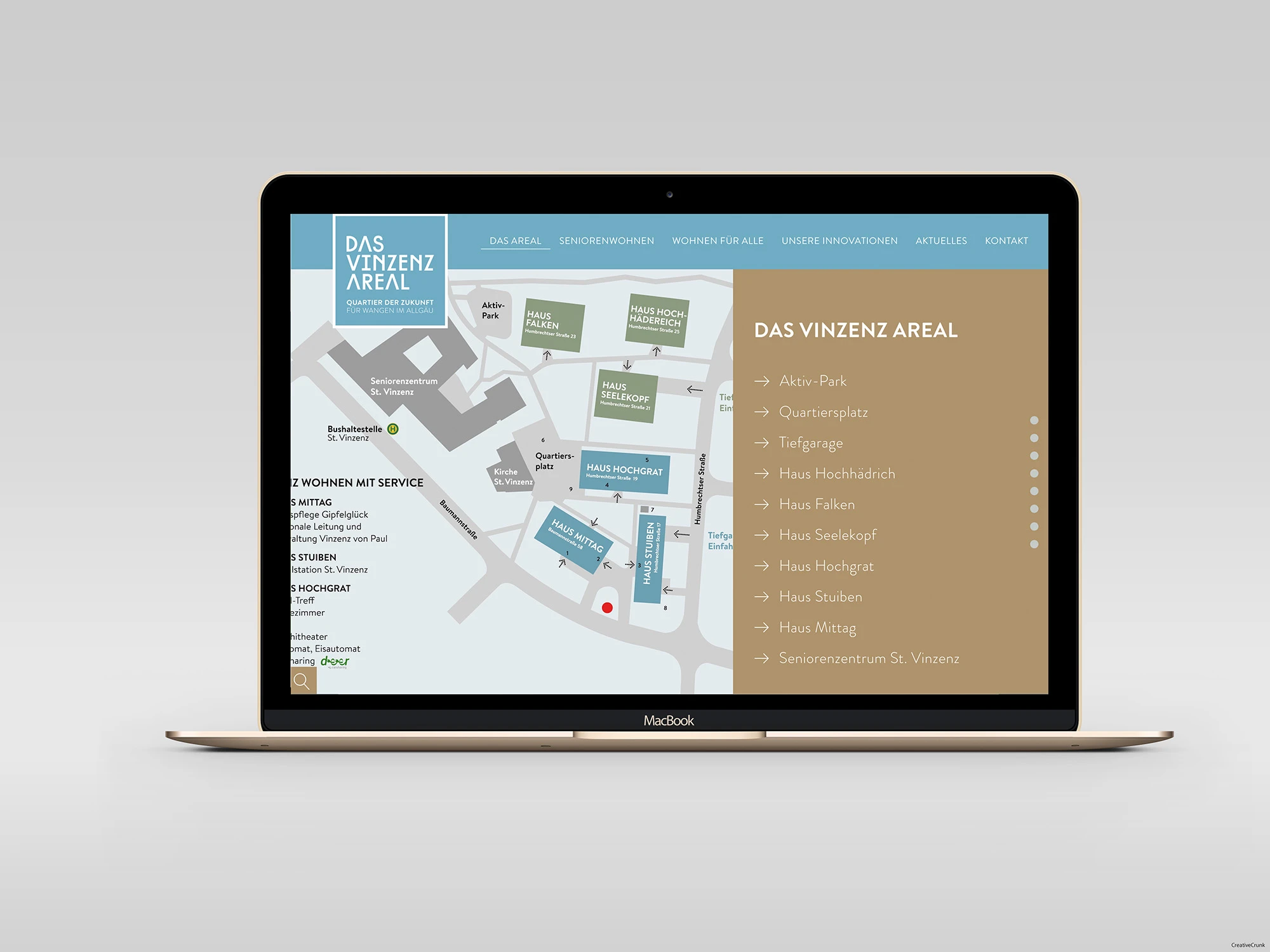Vinzenz Areal Wangen, Website